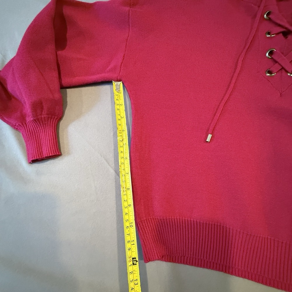 Philosophy Republic Clothing Cardinal Red Lace-Up Hoodie Sweater Women's Small - Picture 8 of 12